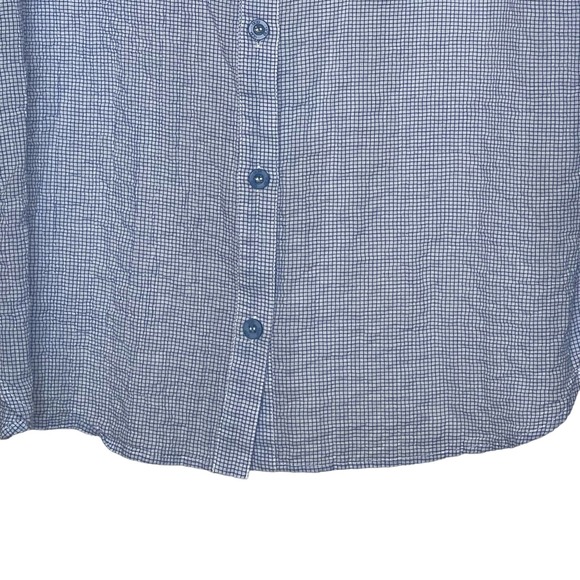 UGG Button Up Shirt Size XS Blue Check White Back Stretch Roll Tab Sleeves - Picture 4 of 7
